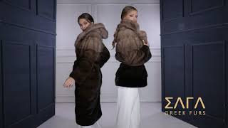 Saga Greek Furs  Tricolore Mink coats