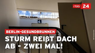 Nach Sturm in Berlin: Hausdach landet in einem Kindergarten