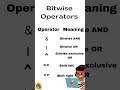 Bitwise Operators |what is Bitwise Operators #c #bitwise #bitwiseoperators #operator
