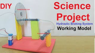 how to make the inspire science project working model on hydraulic braking system - diy howtofunda