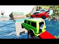 Cars Vs 100 Mega Container Jump - Speed Car Crash - BeamNG Drive