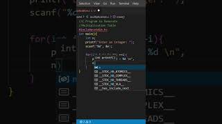 C Programming - C Program to Generate Multiplication Table
