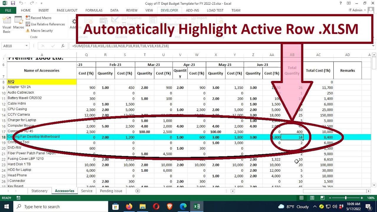 How To Automatically Highlight Active Row In Excel Vba - Templates ...