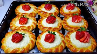 НОВИНКА!🍓ЭТО ПРОСТО ШЕДЕВР!💯Даже кушать жалко!  НЕ БУЛОЧКИ А ЗОЛОТО! ШИКАРНЫЕ Ватрушки с творогом!💖❤