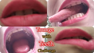 Tounge 🫦 with Red💄 Teeth 👄 mouth open zoom camera challenge|#comedy #challenge #spit #tounge #videos