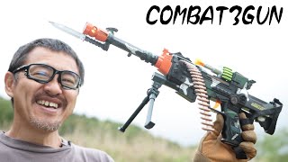 Combat3Gun 銃剣付き機関銃 リコイル マズルフラッシュ 弾帯使用  電動ガン 玩具レビュー