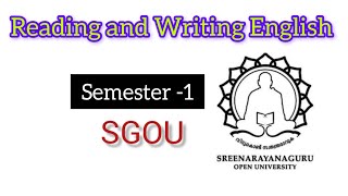 SGOU. Reading and writing English . Semester -1 Common English,  Class - 01