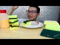 mukbang eating กิน ฟองน้ำล้างจาน สก๊อตไบร์ท กินได้ edible dish sponge 수세미 asmr ขันติ