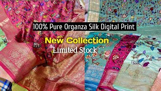 100% Pure Silk Organza Kanchi Boder Digital Print Sarees Limited Stock absolute fashion varanasi