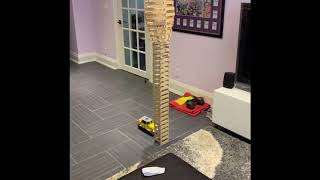 Kapla Blocks Tower Destroyed By Playmobil Train