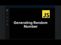 Generating Random Number - JavaScript Tutorial #Shorts #codingshorts