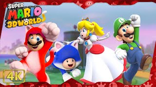 Super Mario 3D World for Wii U ⁴ᴷ Full Playthrough (No Warps, 4-Player)