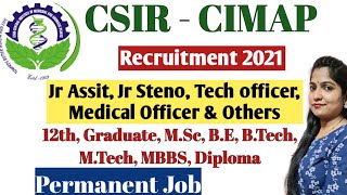 CSIR- Cimap Lucknow Recruitment 2021 | CSIR Technical Assistant/Jr Stenographer/Jr Assistant Vacancy