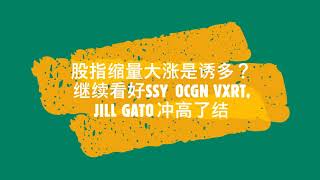 老张说美股106   股指缩量大涨是诱多吗？ 继续看好SSY   OCGN    VXRT.   JILL    GATO,  冲高了结