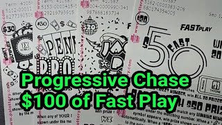Progressive Jackpot Hunting. $100 in Fast Play. Trying 4 different games.