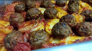 صينية البطاطس بكرات اللحم #غداء اقتصادى بربع كيلو لحم مفروم#buonappetito