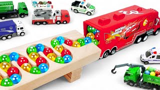 Marble Run ASMR Race ☆ HABA Slope \u0026 Dump Truck Excavator Ambulance Forklift Garbage Truck Tractors36