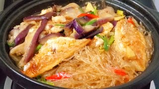 魚香粉絲茄子煲  Fish flavored mung bean vermicelli and eggplant pot