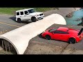 Cars vs Concrete Water Pipe Challenge in BeamNG Drive!