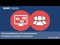 How to implement a virtual programme for Patient and Public Involvement