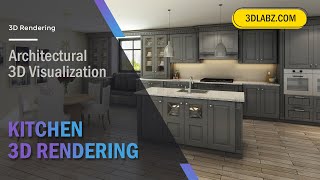 Kitchen 3D Rendering, Kitchen Interior Design 3D Visualization