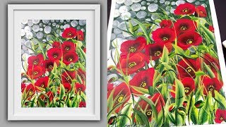 Easy Acrylic Painting - Colorful Poppy - Remembrance Day - Satisfying - Canvas Painting