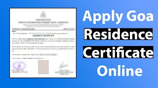 How to Apply Goa Residence Certificate Online | Residence Certificate Goa