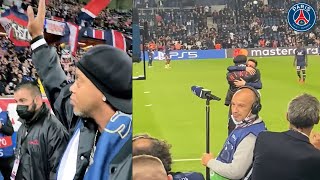 Ronaldinho Hugging With Messi & Singing Together With PSG Fans At The Parc Des Princes