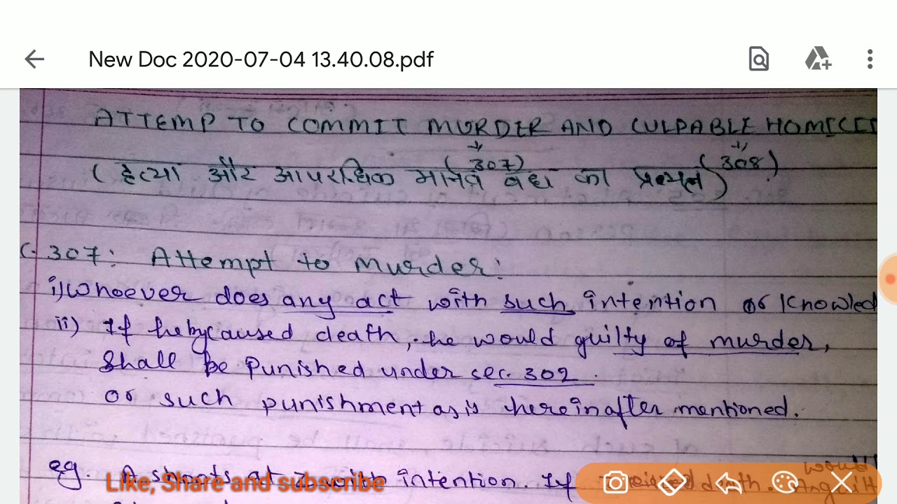 Attempt To Murder Section 307 In IPC| ATTEMPT To Culpable Homicide ...