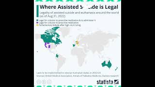 Countries where assisted life ending is legal! #map #countries #health #peace #youtubeshorts