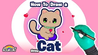 How To Draw a Cute Cat Kawaii Art #Shorts