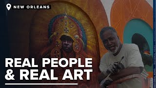 New Orleans muralist shares the story behind the artwork being done during the Superbowl