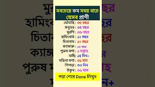 সবচেয়ে কম সময় বাচে যেসব প্রাণী 😱🔥#gk #সাধারণ_জ্ঞাণ #সাধারন_জ্ঞান #shorts #generalknowledge