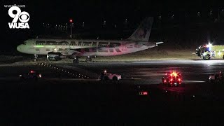 Frontier Airlines plane overshoots runway at Ronald Reagan National Airport