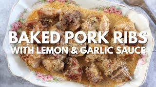 Baked pork ribs with lemon and garlic sauce Recipe | Food From Portugal