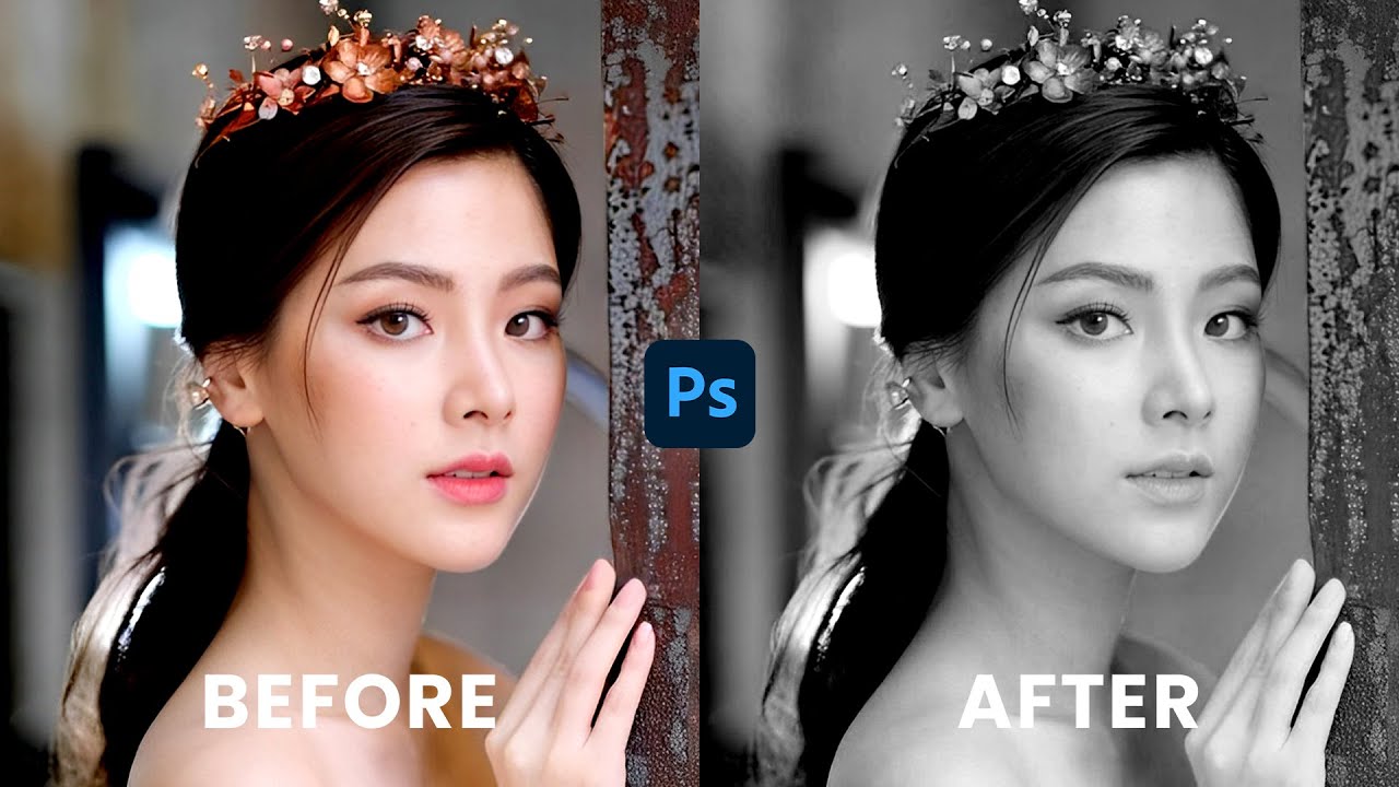 Merubah Foto Berwarna Menjadi Hitam Putih Di Photoshop - YouTube