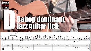 Jazz Guitar Lick With Tab - Mixolydian Mode - Dominant Bebop Scale And Arpeggios