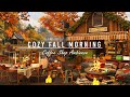 Fall Coffee Shop Ambience🍂Cozy Morning with Relaxing Jazz Music & Crackling Fireplace for Good Mood