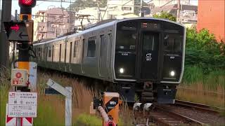 JR九州　待機線から本線へ　 817系V523+V506 鹿児島中央駅～国分駅（6952M)　撮影日2023 10 11