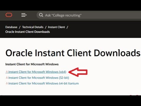 ORACLE Instant client installation for Windows 10 x64