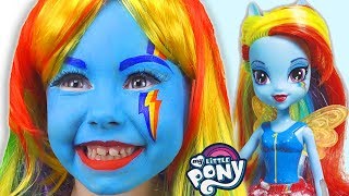 Alice Smile as a Rainbow Dash My Little Pony play with doll Equestria Girl