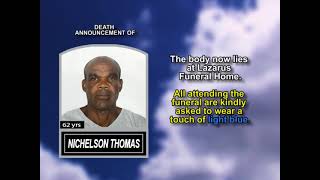 Nichelson Thomas ~ Short Obituary