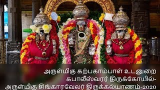 அருள்மிகு கபாலீஸ்வரர் திருக்கோயில் - அருள்மிகு சிங்காரவேலர் திருக்கல்யாணம்-  நேரலை