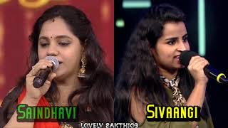 Saindhavi vs Sivaangi  best  performancel Ellu vaya pookalaye   song from asuran Ivote#super singer