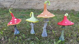 DIY Fantasy Concrete Mushrooms.