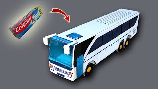 How To Make Bus From Colgate Box And Cardboard || DiY Miniature Bus