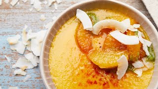 Kürbis-Crème-Brûlée mit Rum-Orangen und süßem Pesto - veganes Weihnachtsdessert