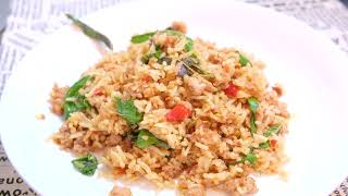 ข้าวคลุกผัดกะเพราหมูสับ ทำง่าย อร่อย Pad Ka Prao Moo | Pork with Thai holy Basil