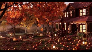 HALLOWEEN Music Instrumental Fireplace - Halloween nature Background - Spooky Music
