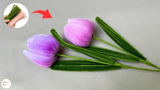 Fuzzy Wire Flower 🌷The most beautiful, simplest way to create a Tulip with Fuzzy Wire | Pipe Cleaner